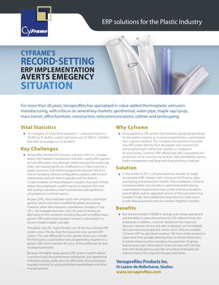 Case Study - Record setting ERP implementation at Versaprofiles