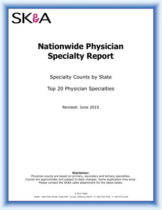 Physician Specialty Count by State