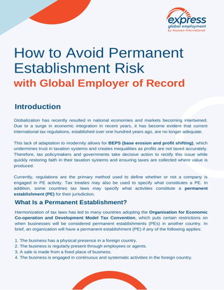 How to Avoid Permanent Establishment Risk with Global Employer of Record