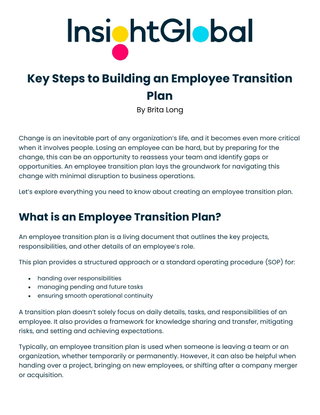 Key Steps to Building an Employee Transition Plan