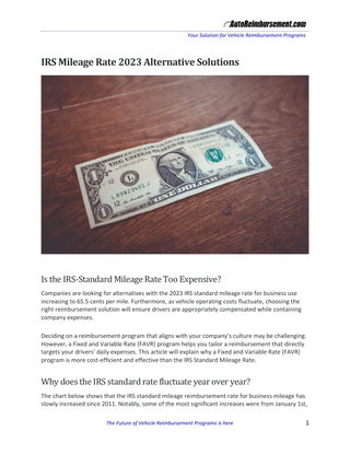 2023 IRS Standard Mileage Rate Alternative 