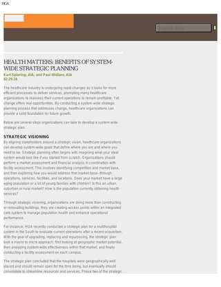 Benefits of System-Wide Strategic Planning