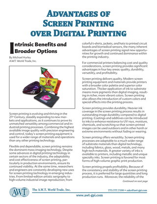 ADVANTAGES OF SCREEN PRINTING OVER DIGITAL PRINTING