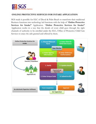 Online Protective Services for Intake (Child care services) for ELCs