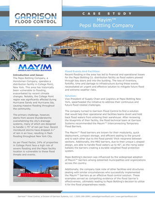 Case Study | Mayim™ Flood Barrier | Pepsi Bottling Company