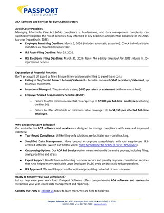ACA Software and Services for Busy Administrators