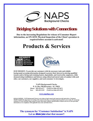 NAPS Background Checks: Products and Services