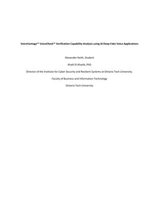 VoiceVantage™ VoiceCheck™ Verification Capability Analysis using AI Deep Fake Voice Applications