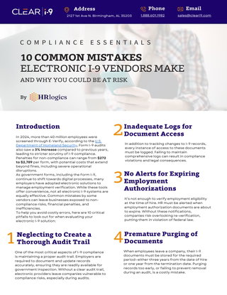 10 Common Mistakes Electronic I-9 Vendors Make And Why You Could Be At Risk