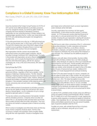 Compliance in a Global Economy: Know Your Anticorruption Risk