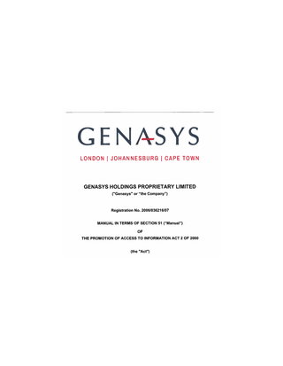 PAIA Manual - Genasys Holdings