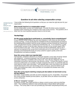 Questions to ask when selecting compensation surveys