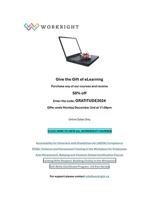 Thanksgiving Workright Promo - Get 50% off all our courses including certificate programs!