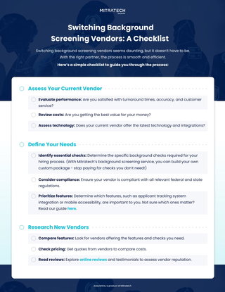 Switching Background Screening Vendors Checklist