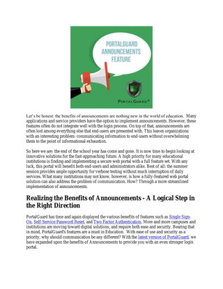 Benefits of Announcements on the Login Portal for Education