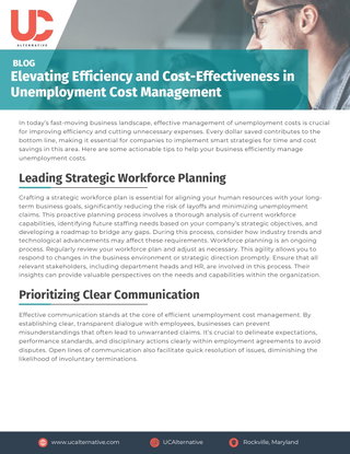 UC Alternative - Elevating Efficiency and Cost-Effectiveness in Unemployment Cost Management 