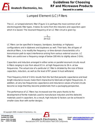Lumped Element (LC) Filters