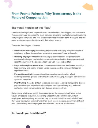 From Fear to Fairness - Why Transparency Is the Future of Compensation