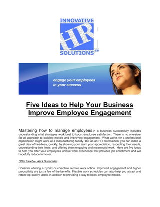 Five Ideas to Help Your Business Improve Employee Engagement