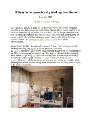 Increase Employee Wellness While Working From Home