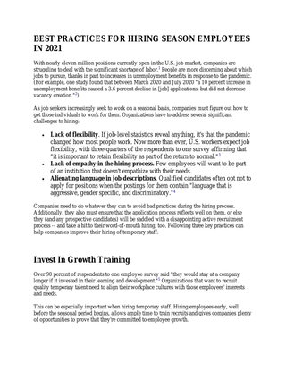 Best Practices for Hiring Seasonal Employees in 2021