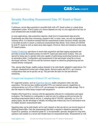 How to Securely Record Measurement Data: PC-Based or Stand-alone?