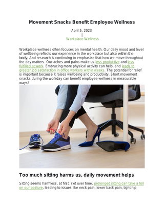 Movement Snacks Benefit Employee Wellness