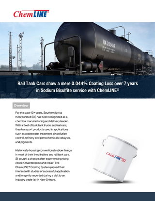 Rail Tank Cars show a 0.044% Coating Loss over 7 years in Sodium Bisulfite service with ChemLine®