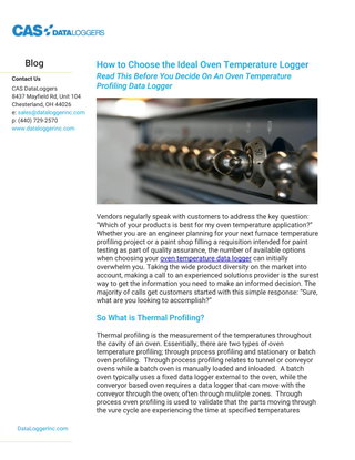 How to Choose the Ideal Oven Temperature Logger