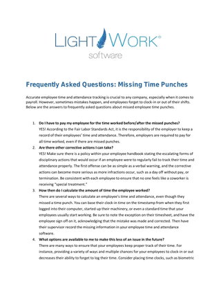 Frequently Asked Questions: Missing Time Punches