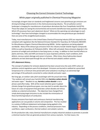 Choosing the Correct Emission Control Technology