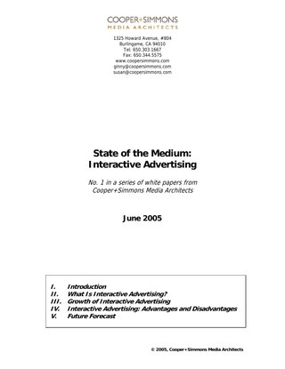 State of the Medium: Interactive Advertising