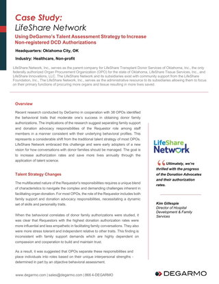 DeGarmo Assessments Increase OPO LifeShareNetwork's DCD Authorizations