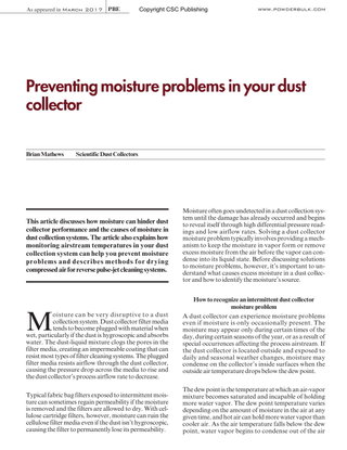 Preventing moisture problems in your dust collector