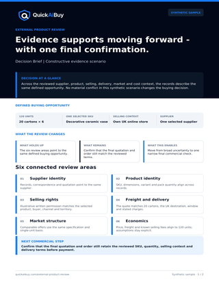 External Product Review: Illustrative Decision Brief (Synthetic Scenario)