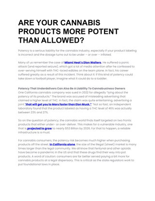 Are Your Cannabis Products More Potent Than Allowed?