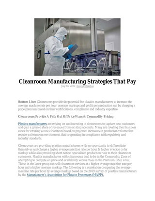 Cleanroom Manufacturing Strategies That Pay