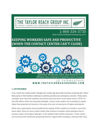 Keeping Workers Safe and Productive (When the Contact Center Can’t Close)