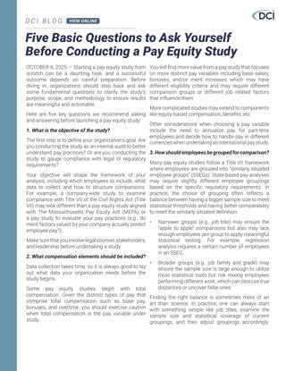 Five Basic Questions to Ask Before Doing a Pay Equity Study