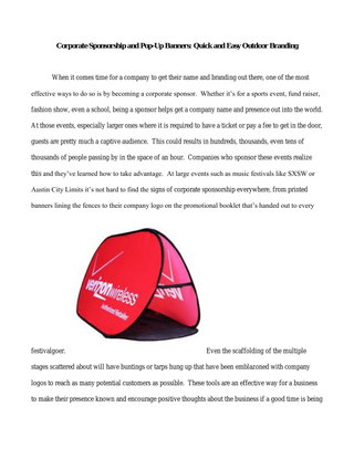 Corporate Sponsorship and Pop-Up Banners: Quick and Easy Outdoor Branding