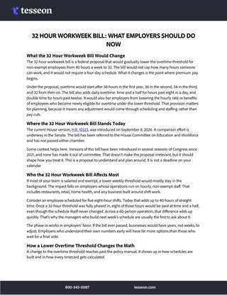 32 Hour Workweek Bill: What Employers Should Know