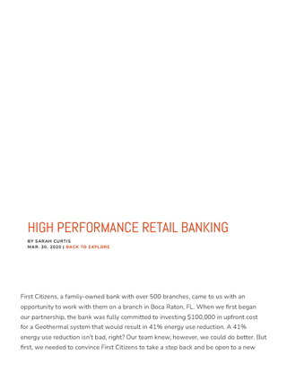 High Performance Retail Banking