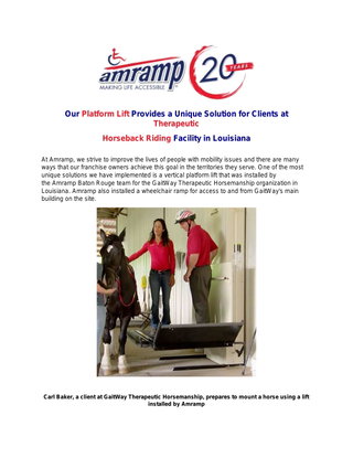 Our Platform Life Provides a Unique Solution for Clients at Therapeutic Horseback Riding Facility