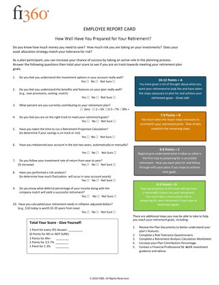 Employee Report Card - How Well Have You Prepared For Your Retirement