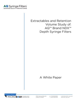 Extractable & Retention Volume Study of Depth Syringe Filters