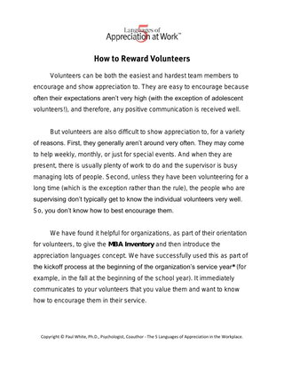 How to Reward Volunteers