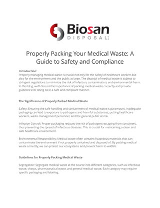 Properly Packing Your Medical Waste: A Guide to Safety and Compliance