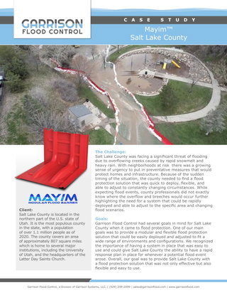 Case Study | Mayim™ Flood Barrier | Salt Lake County, Utah