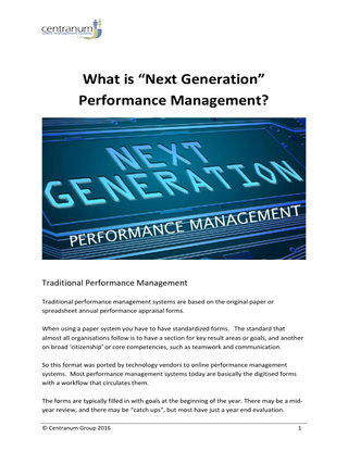 Next Generation Performance Management
