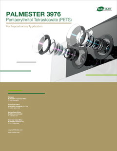 Pentaerythritol Tetrastearate (PETS): PALMESTER 3976 - Naturally Better Solutions for Polycarbonate Application